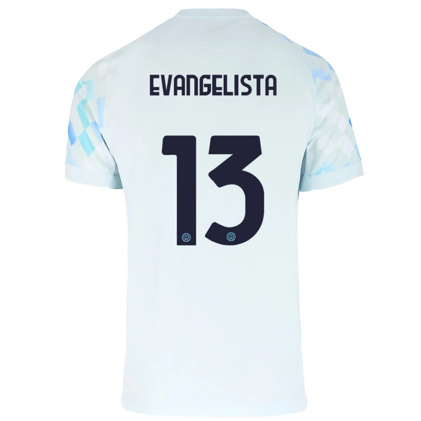 Danxen Kvinder Edoardo Evangelista #13 Hvid Blå Udebane Spillertrøjer 2025/26 Trøje T-Shirt