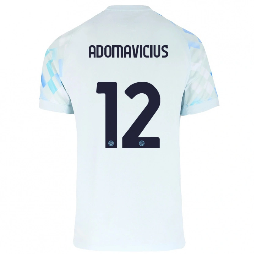 Danxen Kvinder Henrikas Adomavicius #12 Hvid Blå Udebane Spillertrøjer 2025/26 Trøje T-Shirt
