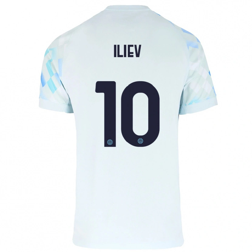 Danxen Kvinder Nikola Iliev #10 Hvid Blå Udebane Spillertrøjer 2025/26 Trøje T-Shirt