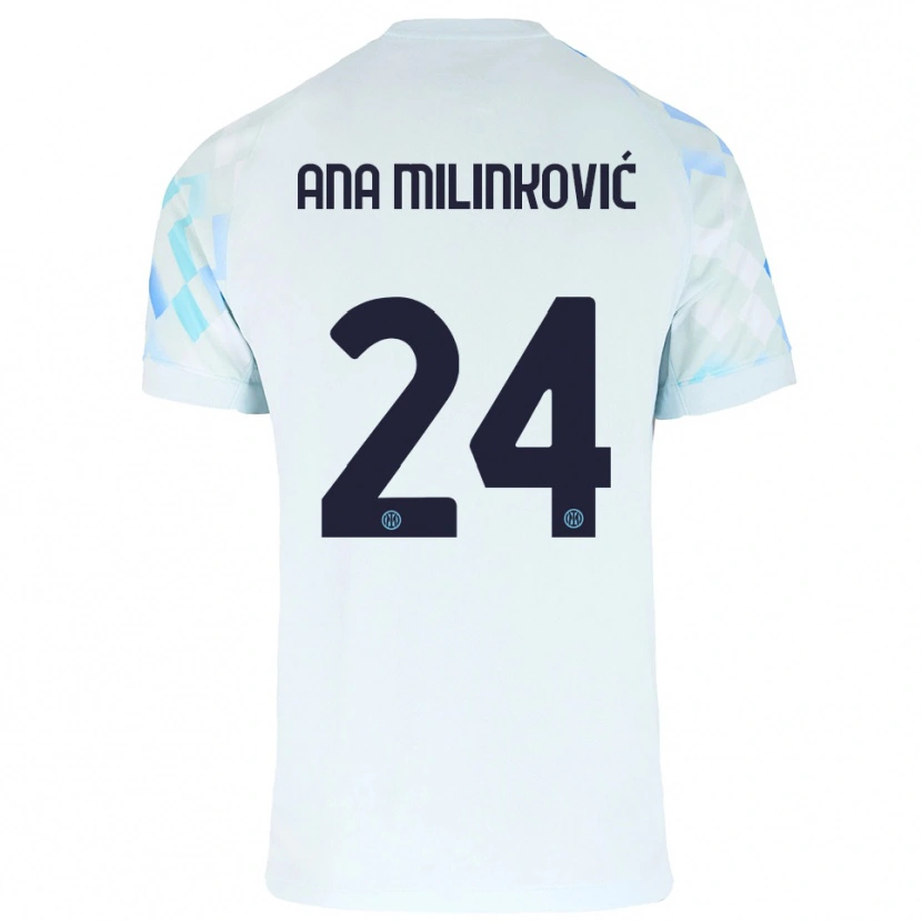 Danxen Kvinder Marija Ana Milinković #24 Hvid Blå Udebane Spillertrøjer 2025/26 Trøje T-Shirt