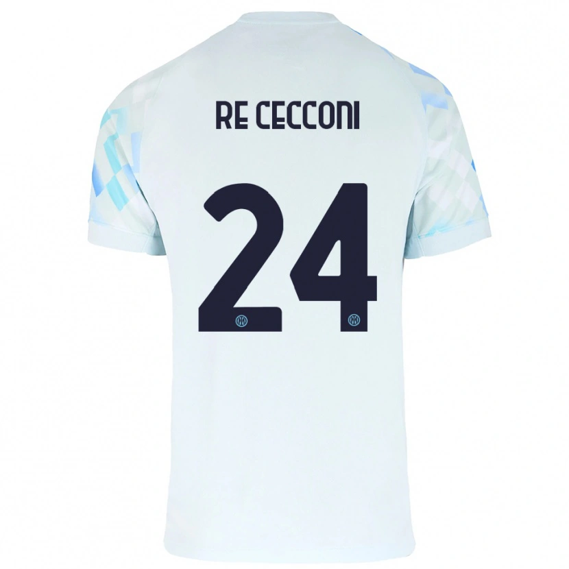 Danxen Kvinder Gabriele Re Cecconi #24 Hvid Blå Udebane Spillertrøjer 2025/26 Trøje T-Shirt