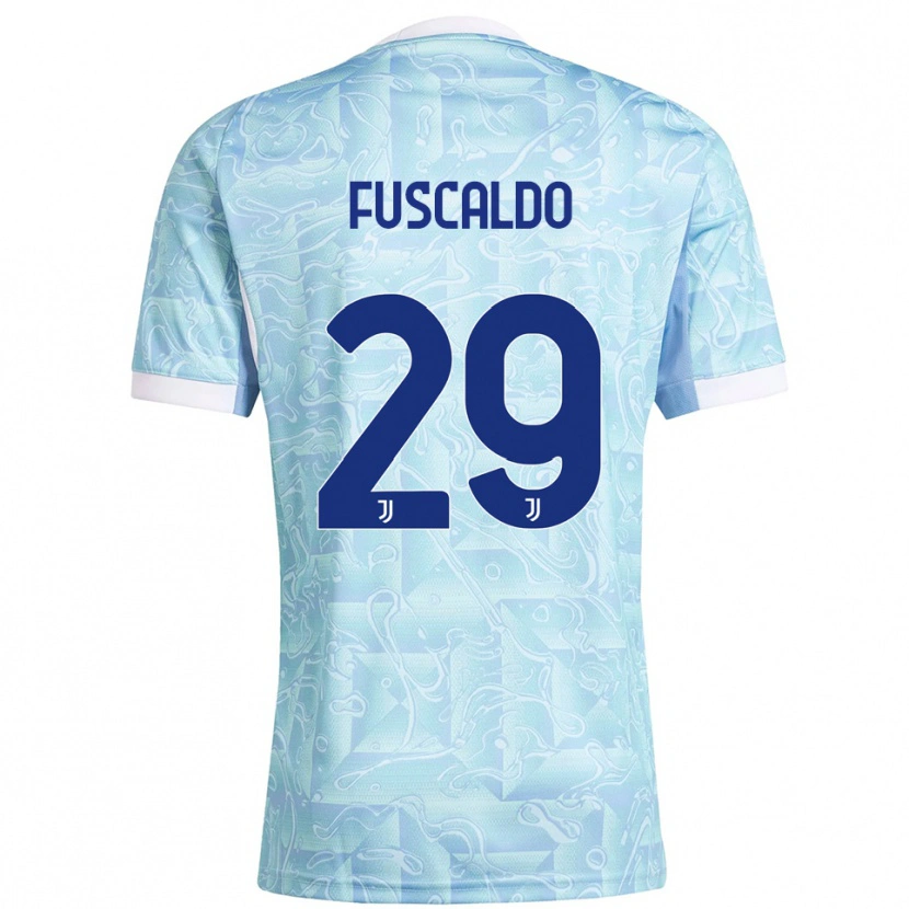 Danxen Kvinder Matteo Fuscaldo #29 Lyseblå Gul Udebane Spillertrøjer 2025/26 Trøje T-Shirt