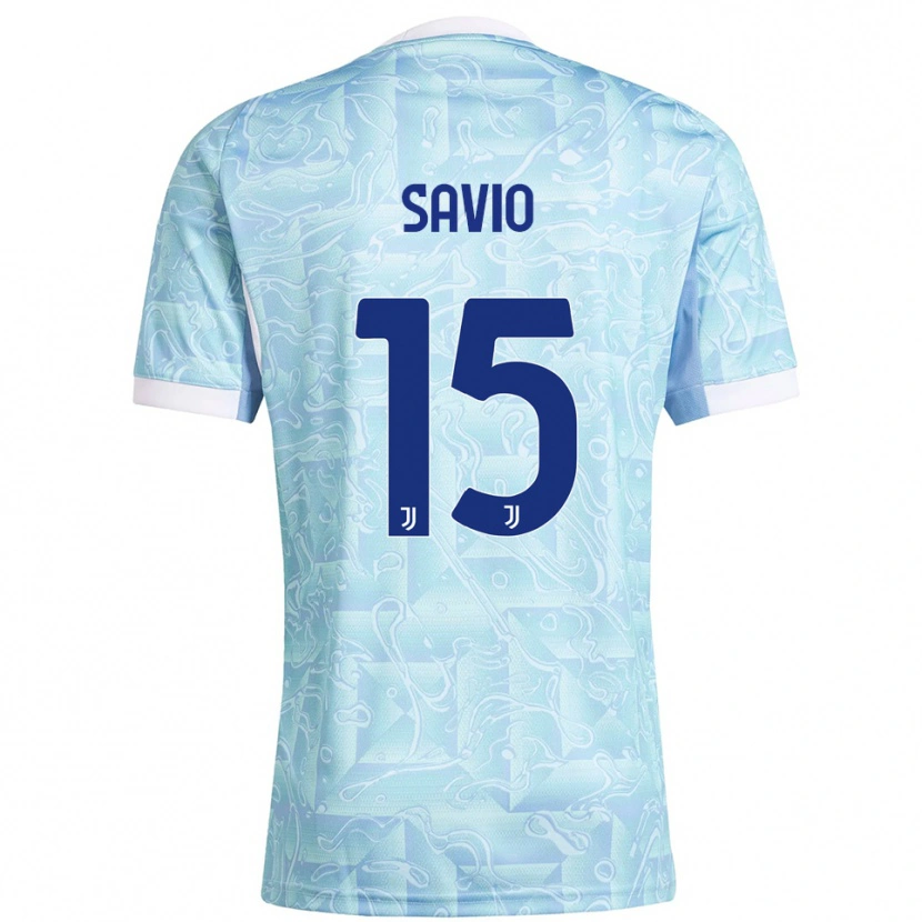 Danxen Kvinder Federico Savio #15 Lyseblå Gul Udebane Spillertrøjer 2025/26 Trøje T-Shirt