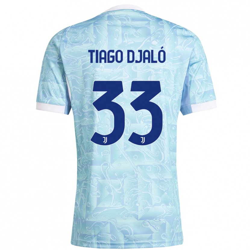 Danxen Kvinder Tiago Djaló #33 Lyseblå Gul Udebane Spillertrøjer 2025/26 Trøje T-Shirt