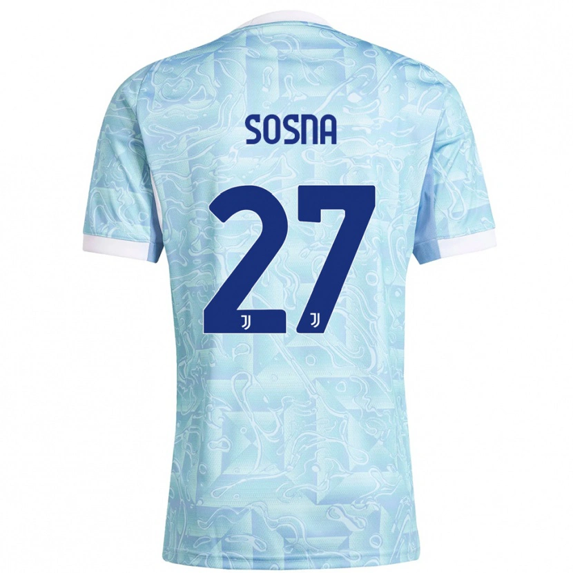 Danxen Kvinder Adam Sosna #27 Lyseblå Gul Udebane Spillertrøjer 2025/26 Trøje T-Shirt