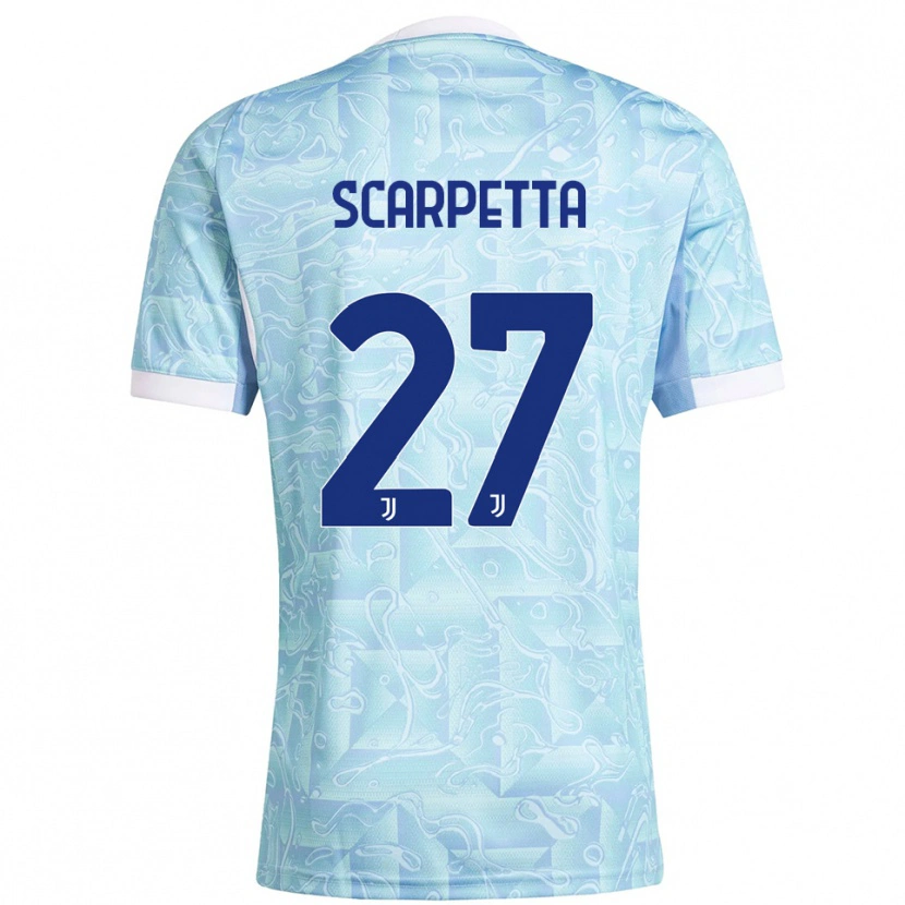 Danxen Kvinder Jacopo Scarpetta #27 Lyseblå Gul Udebane Spillertrøjer 2025/26 Trøje T-Shirt