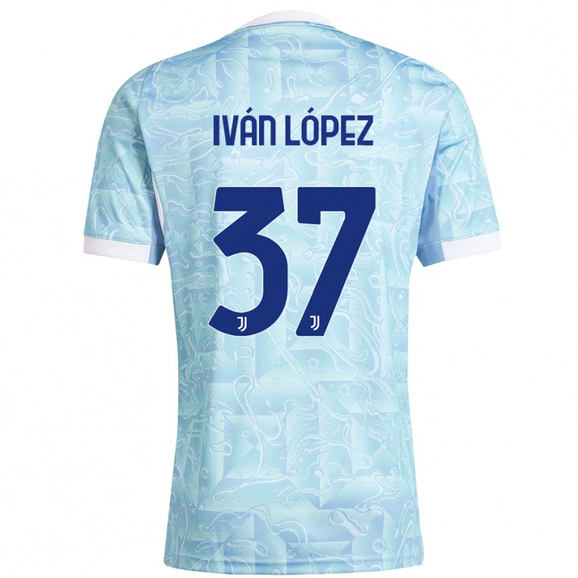 Danxen Kvinder Iván López #37 Lyseblå Gul Udebane Spillertrøjer 2025/26 Trøje T-Shirt