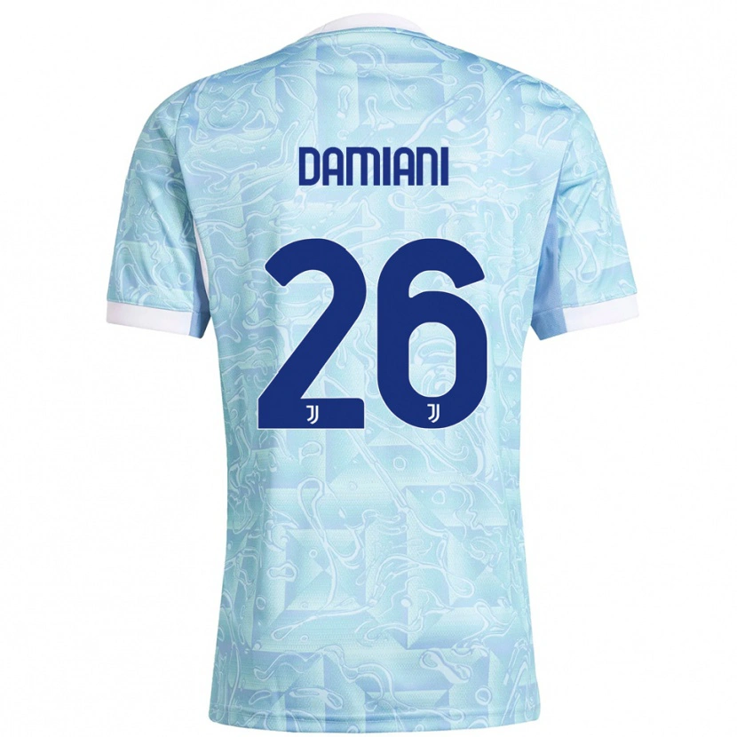 Danxen Kvinder Samuele Damiani #26 Lyseblå Gul Udebane Spillertrøjer 2025/26 Trøje T-Shirt