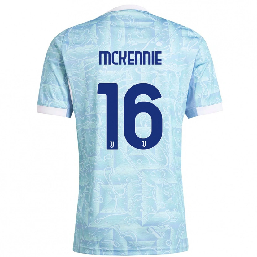 Danxen Kvinder Weston Mckennie #16 Lyseblå Gul Udebane Spillertrøjer 2025/26 Trøje T-Shirt