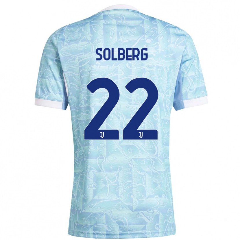 Danxen Kvinder Elias Solberg #22 Lyseblå Gul Udebane Spillertrøjer 2025/26 Trøje T-Shirt