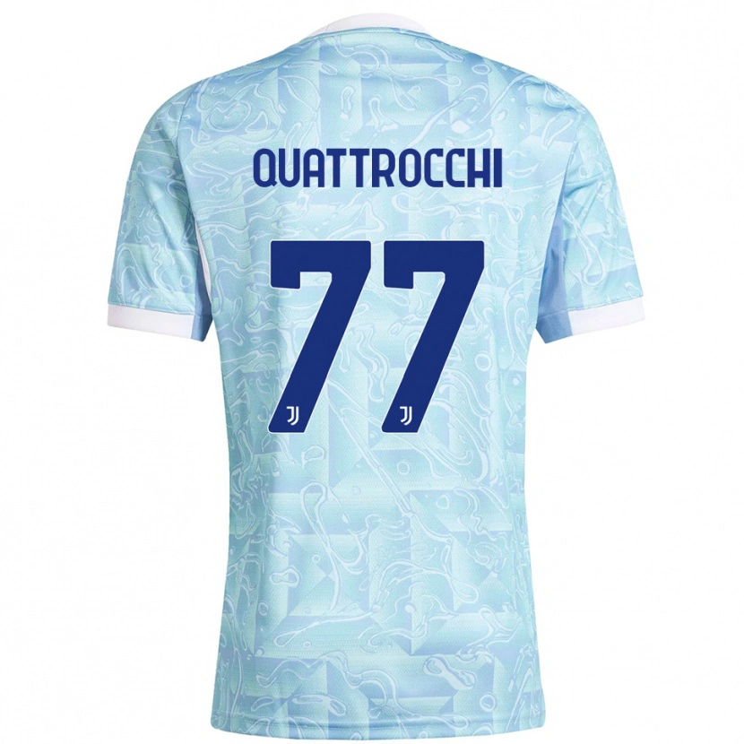 Danxen Kvinder Juan Ignacio Quattrocchi #77 Lyseblå Gul Udebane Spillertrøjer 2025/26 Trøje T-Shirt