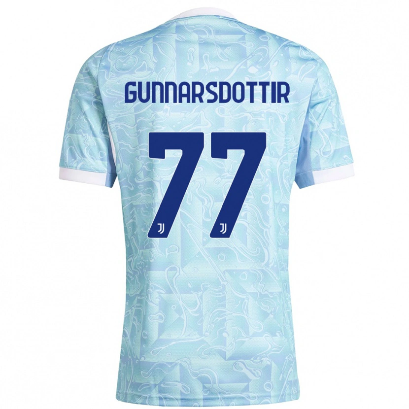 Danxen Kvinder Sara Bjork Gunnarsdottir #77 Lyseblå Gul Udebane Spillertrøjer 2025/26 Trøje T-Shirt