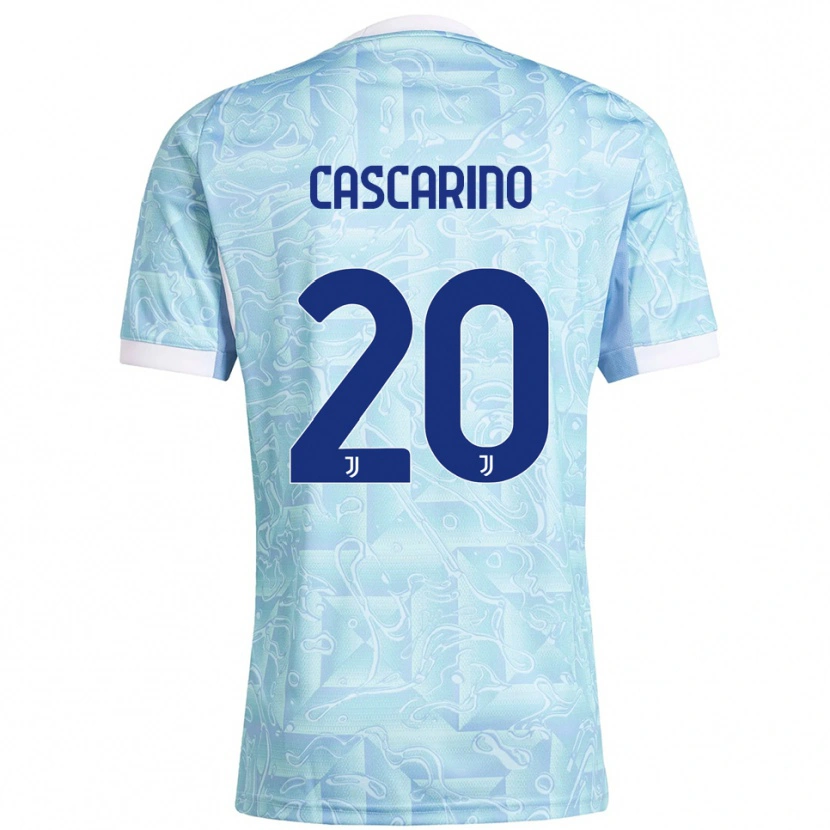 Danxen Kvinder Estelle Cascarino #20 Lyseblå Gul Udebane Spillertrøjer 2025/26 Trøje T-Shirt