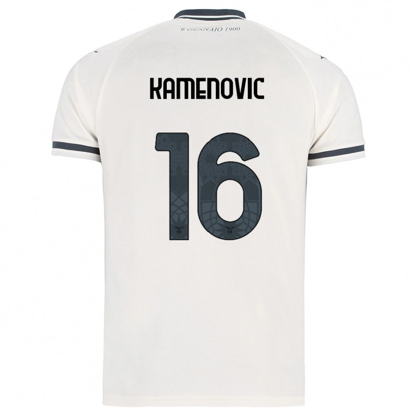 Danxen Kvinder Dimitrije Kamenovic #16 Hvid Navy Udebane Spillertrøjer 2025/26 Trøje T-Shirt