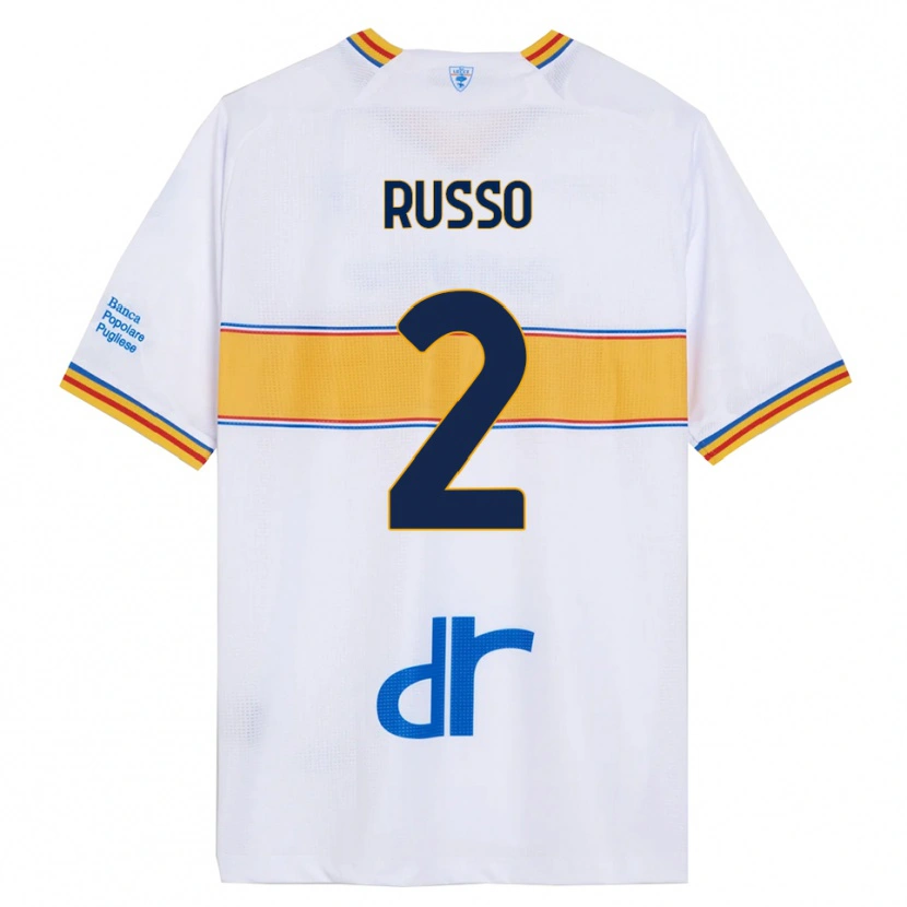 Danxen Kvinder Luca Russo #2 Hvid Gul Udebane Spillertrøjer 2025/26 Trøje T-Shirt