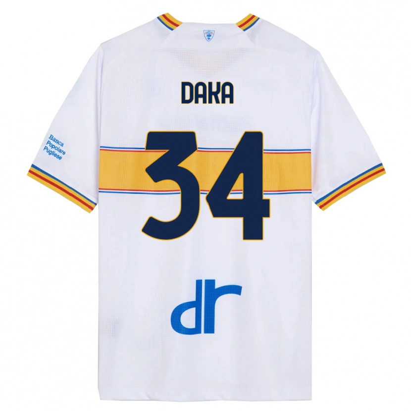 Danxen Kvinder Dario Daka #34 Hvid Gul Udebane Spillertrøjer 2025/26 Trøje T-Shirt