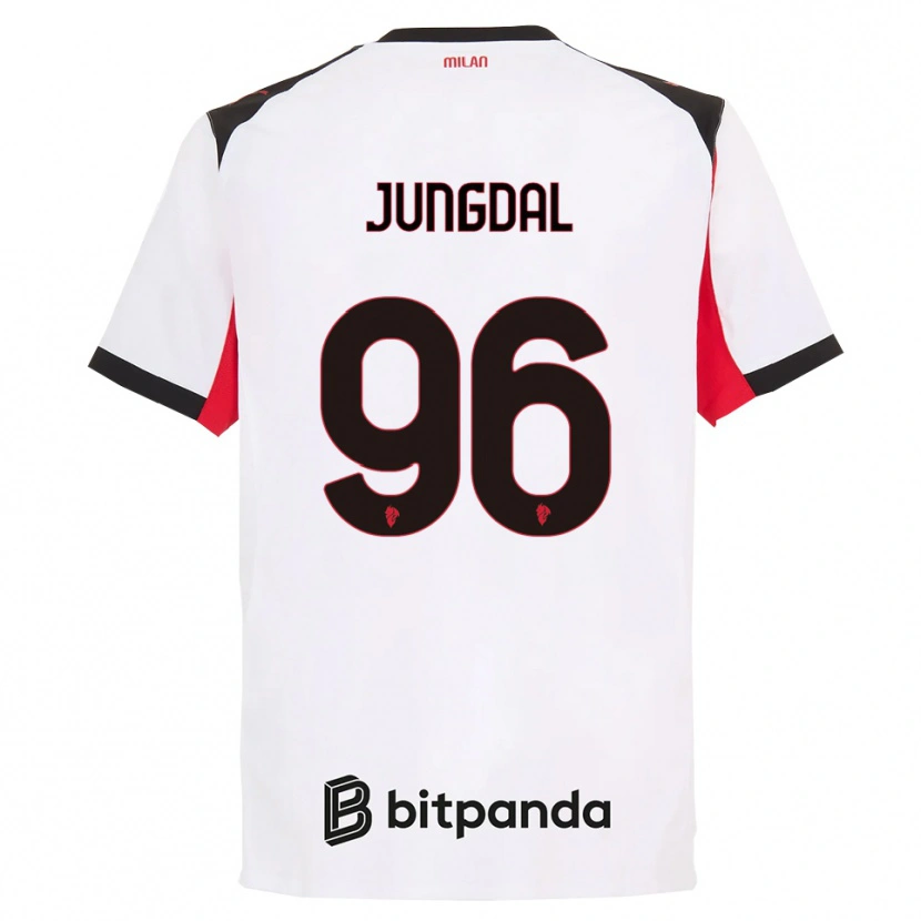 Danxen Kvinder Andreas Jungdal #96 Hvid Sort Udebane Spillertrøjer 2025/26 Trøje T-Shirt