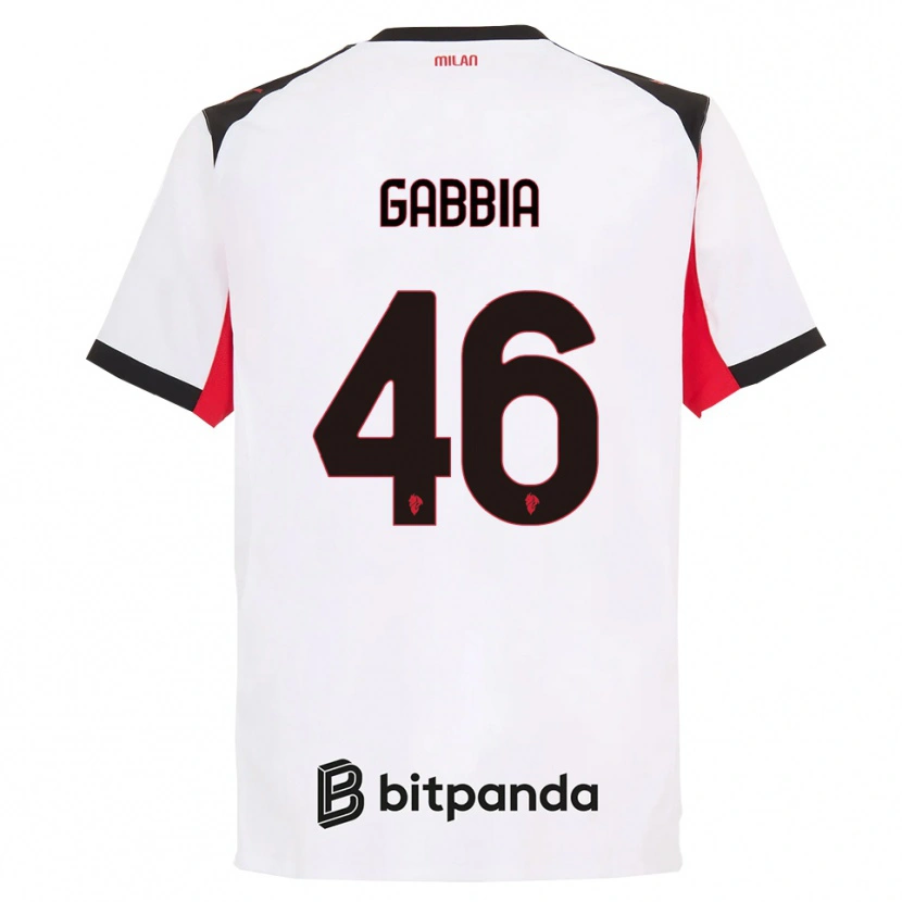Danxen Kvinder Matteo Gabbia #46 Hvid Sort Udebane Spillertrøjer 2025/26 Trøje T-Shirt