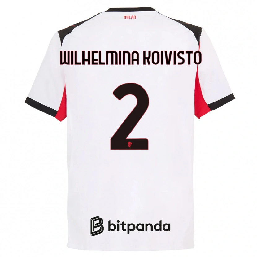 Danxen Kvinder Emma Wilhelmina Koivisto #2 Hvid Sort Udebane Spillertrøjer 2025/26 Trøje T-Shirt