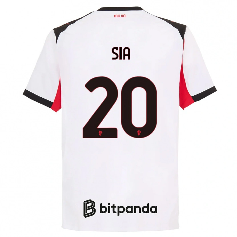 Danxen Kvinder Diego Sia #20 Hvid Sort Udebane Spillertrøjer 2025/26 Trøje T-Shirt