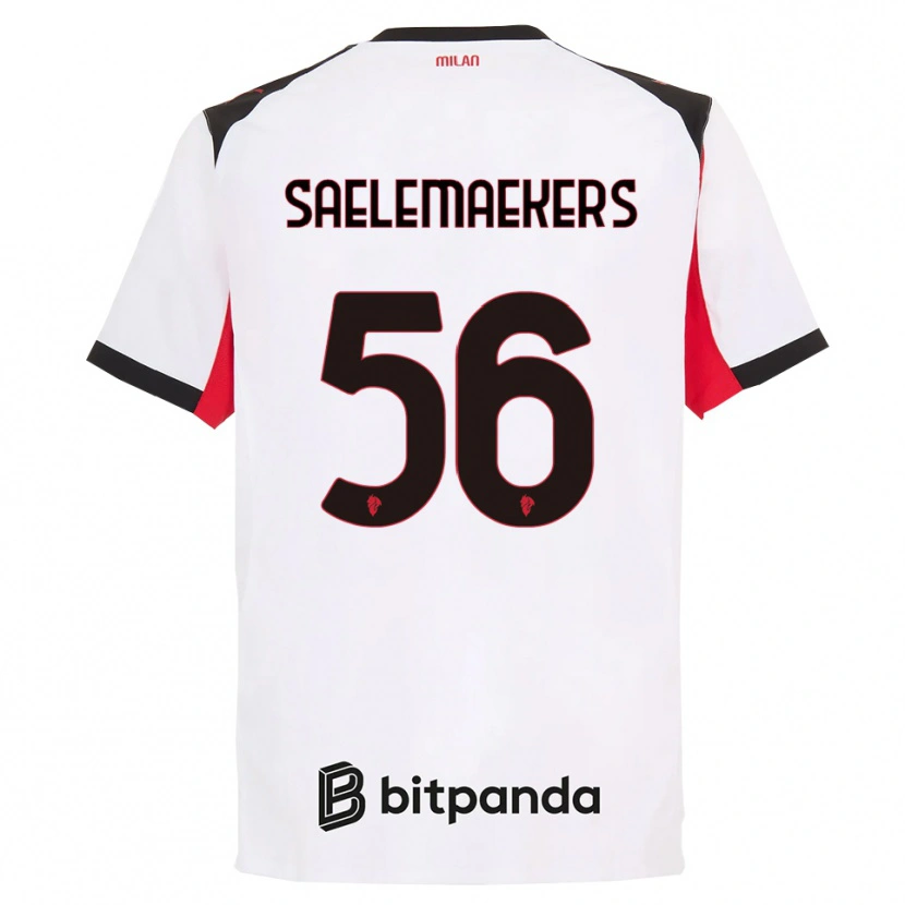 Danxen Kvinder Alexis Saelemaekers #56 Hvid Sort Udebane Spillertrøjer 2025/26 Trøje T-Shirt