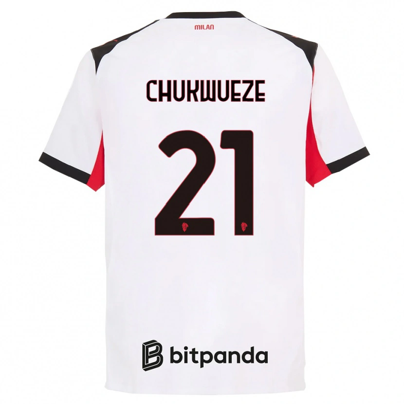 Danxen Kvinder Samuel Chukwueze #21 Hvid Sort Udebane Spillertrøjer 2025/26 Trøje T-Shirt