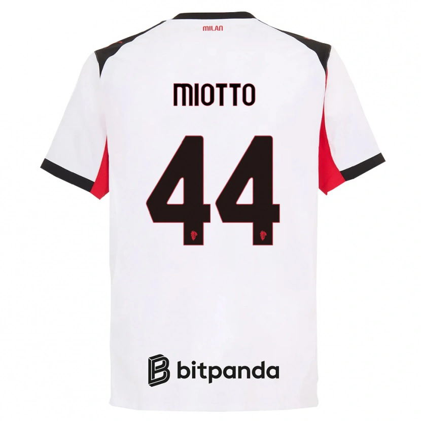 Danxen Kvinder Giorgia Miotto #44 Hvid Sort Udebane Spillertrøjer 2025/26 Trøje T-Shirt