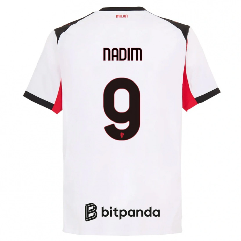 Danxen Kvinder Nadia Nadim #9 Hvid Sort Udebane Spillertrøjer 2025/26 Trøje T-Shirt