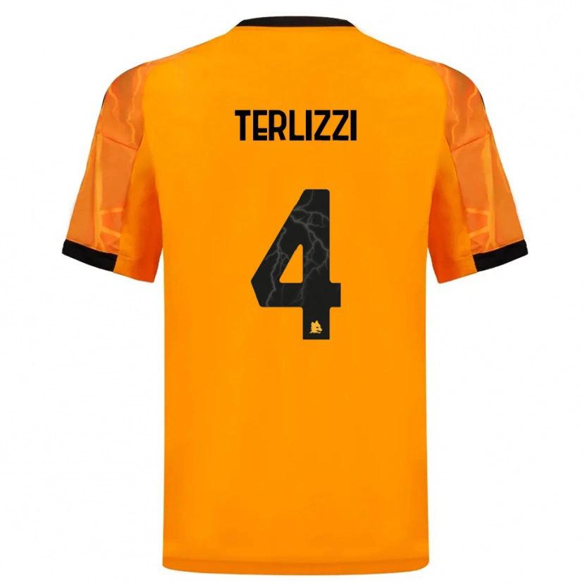 Danxen Kvinder Federico Terlizzi #4 Orange Sort Udebane Spillertrøjer 2025/26 Trøje T-Shirt