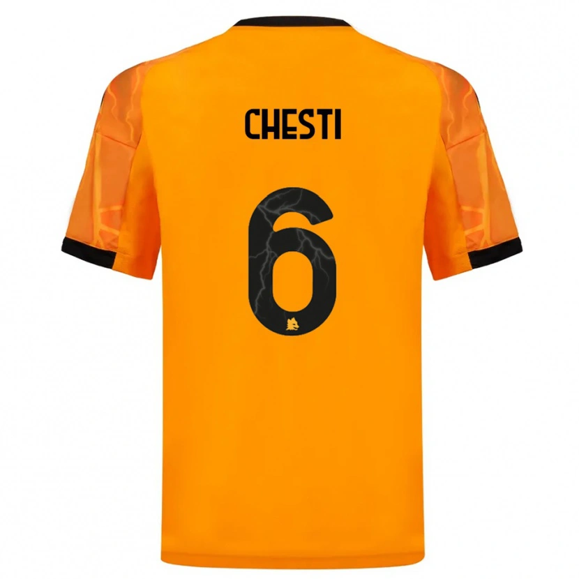 Danxen Kvinder Francesco Chesti #6 Orange Sort Udebane Spillertrøjer 2025/26 Trøje T-Shirt