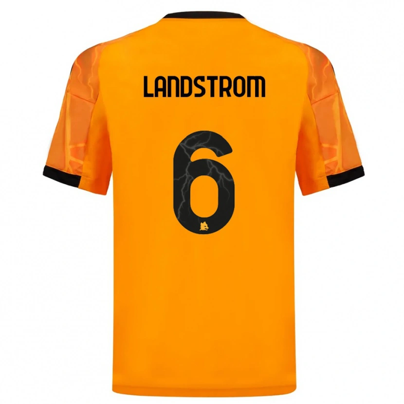 Danxen Kvinder Elin Landstrom #6 Orange Sort Udebane Spillertrøjer 2025/26 Trøje T-Shirt