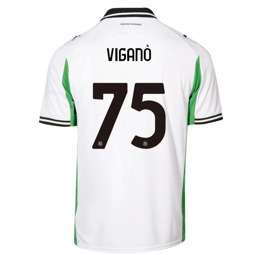 Danxen Kvinder Lorenzo Viganò #75 Hvid Grøn Sort Udebane Spillertrøjer 2025/26 Trøje T-Shirt