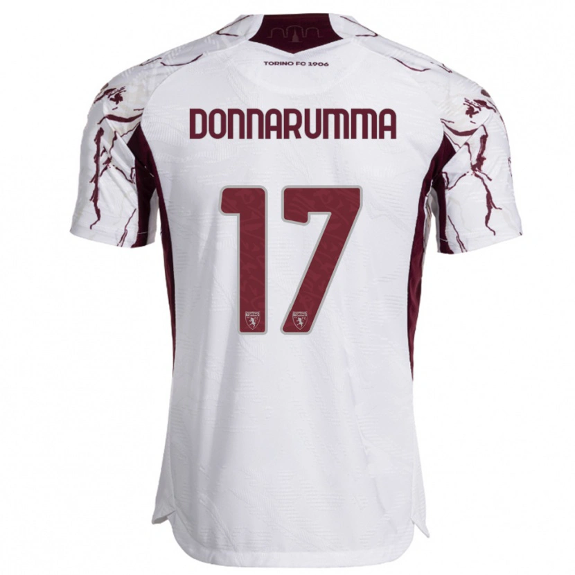 Danxen Kvinder Antonio Donnarumma #17 Hvid Burgunder Udebane Spillertrøjer 2025/26 Trøje T-Shirt