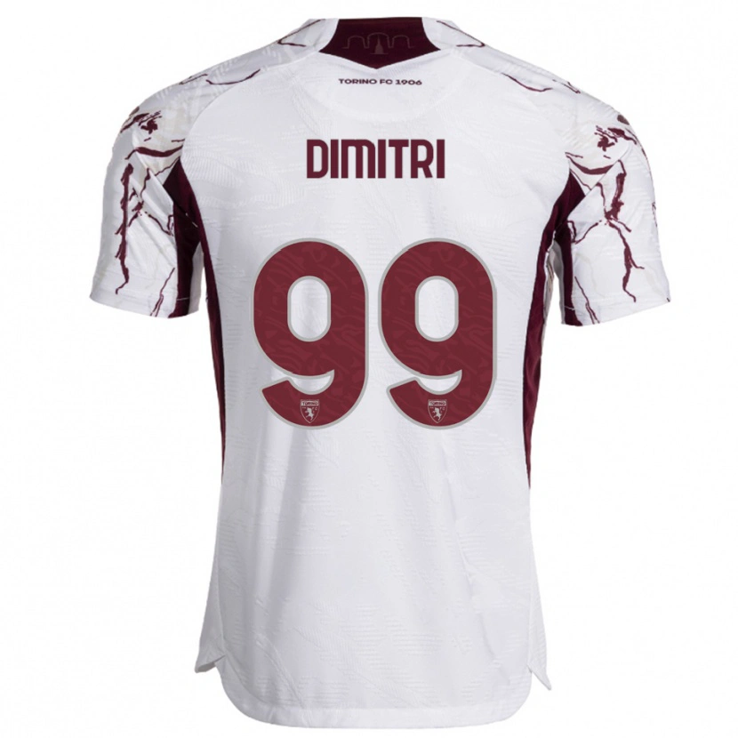Danxen Kvinder Matteo Dimitri #99 Hvid Burgunder Udebane Spillertrøjer 2025/26 Trøje T-Shirt