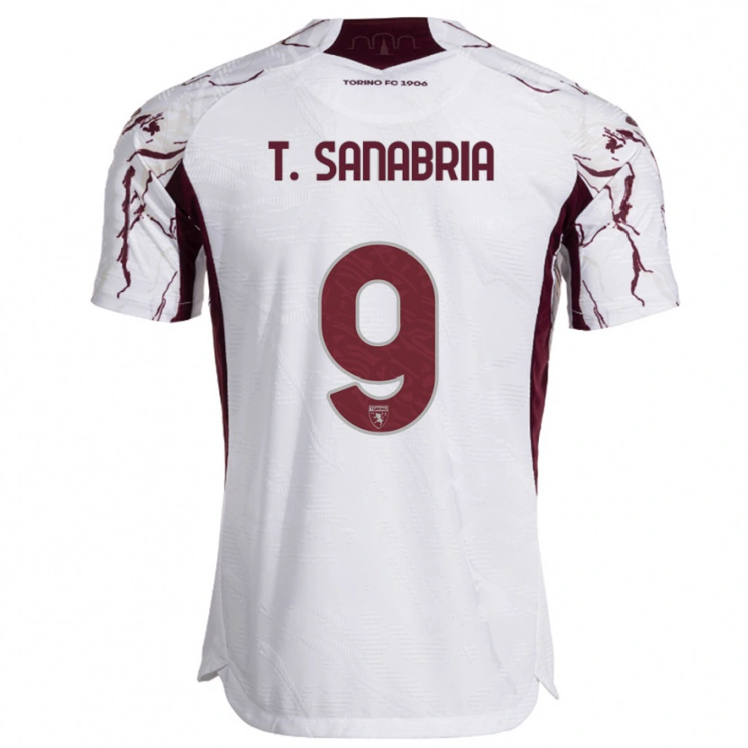 Danxen Kvinder Antonio Sanabria #9 Hvid Burgunder Udebane Spillertrøjer 2025/26 Trøje T-Shirt