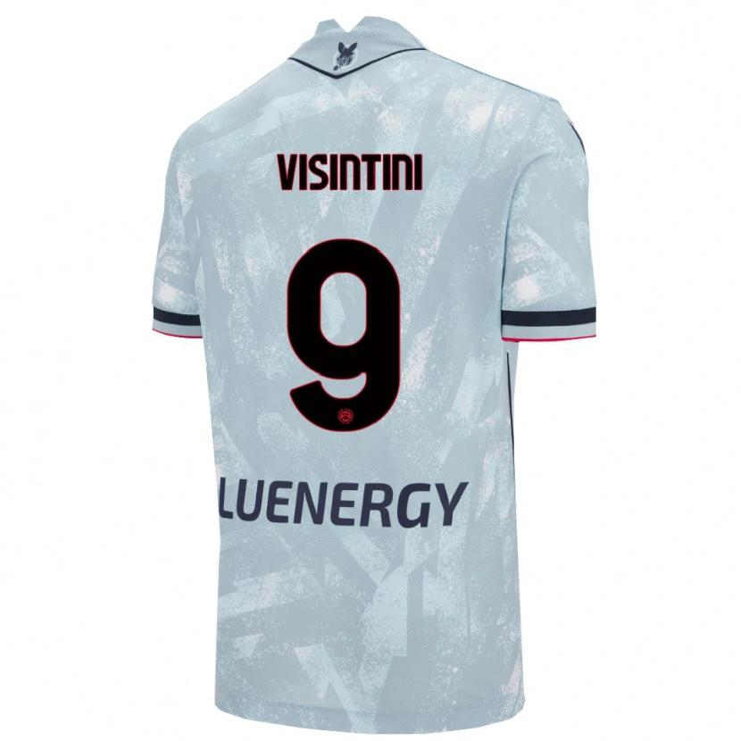 Danxen Kvinder Patrick Visintini #9 Lyseblå Sort Udebane Spillertrøjer 2025/26 Trøje T-Shirt