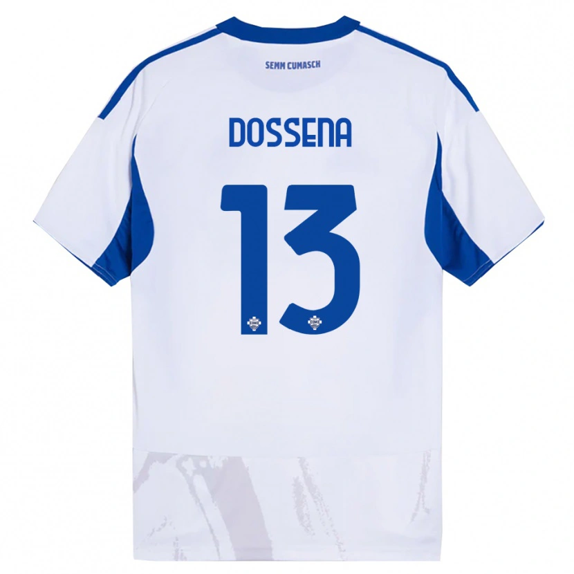 Danxen Kvinder Alberto Dossena #13 Hvid Blå Udebane Spillertrøjer 2025/26 Trøje T-Shirt