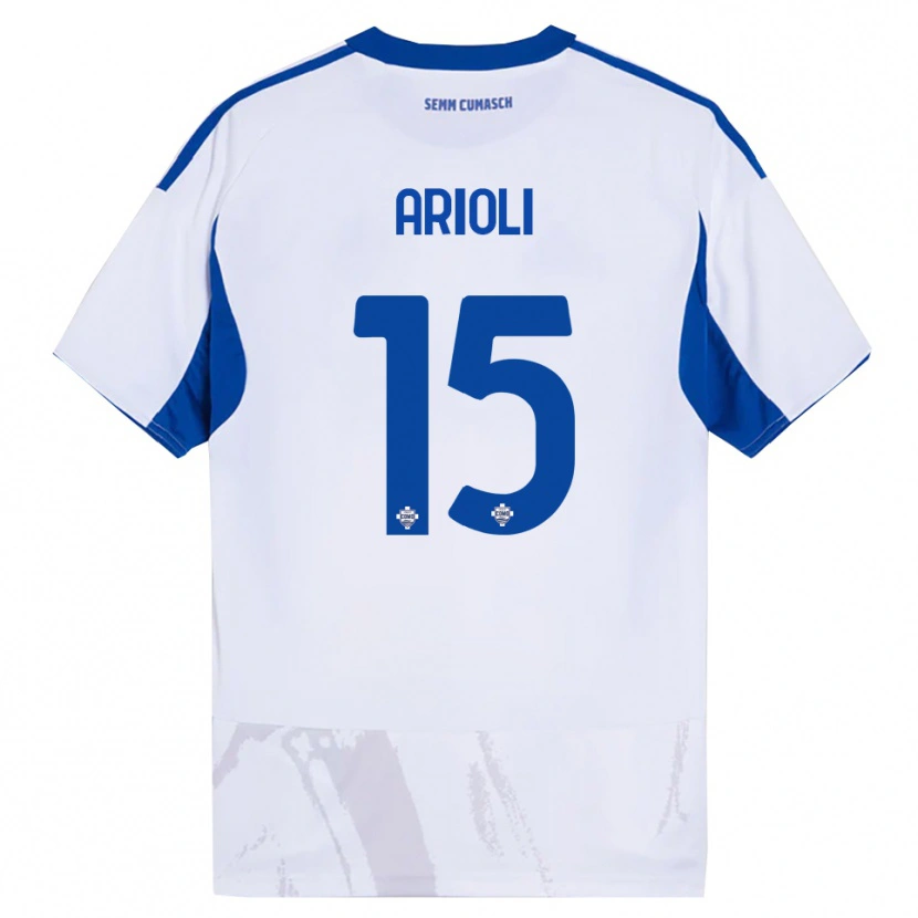 Danxen Kvinder Mattia Arioli #15 Hvid Blå Udebane Spillertrøjer 2025/26 Trøje T-Shirt
