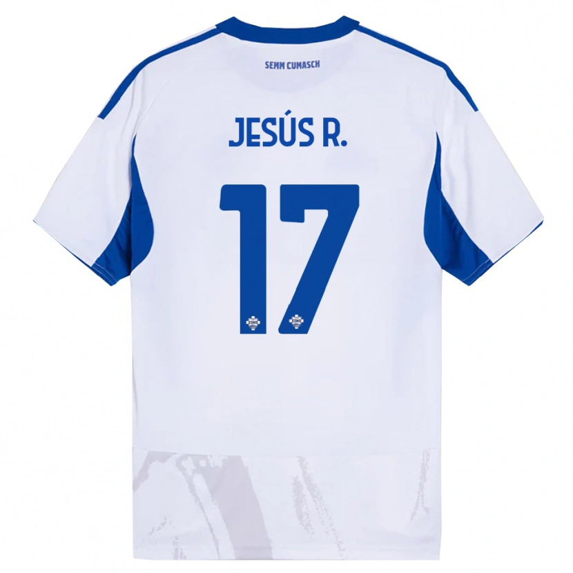 Danxen Kvinder Jesús Rodríguez #17 Hvid Blå Udebane Spillertrøjer 2025/26 Trøje T-Shirt