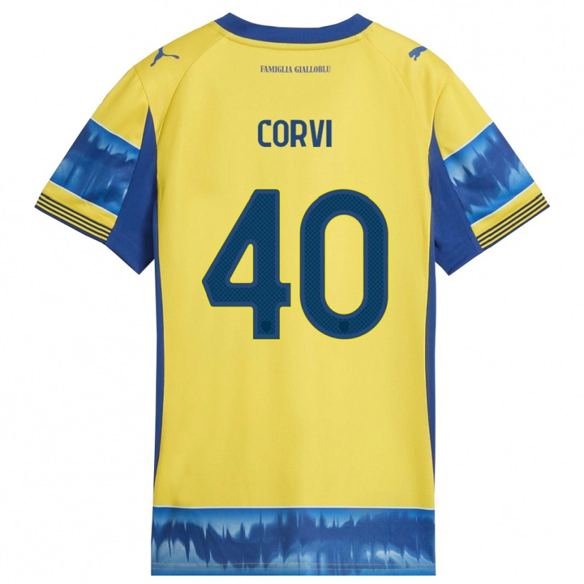 Danxen Kvinder Edoardo Corvi #40 Gul Blå Udebane Spillertrøjer 2025/26 Trøje T-Shirt