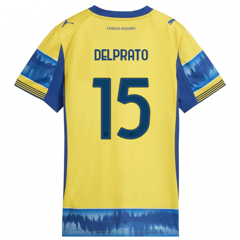 Danxen Kvinder Enrico Delprato #15 Gul Blå Udebane Spillertrøjer 2025/26 Trøje T-Shirt