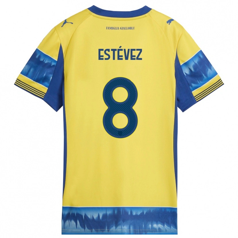 Danxen Kvinder Nahuel Estévez #8 Gul Blå Udebane Spillertrøjer 2025/26 Trøje T-Shirt