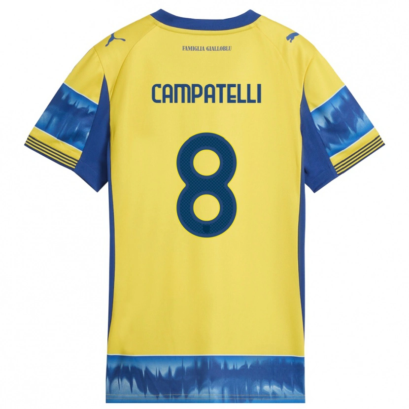 Danxen Kvinder Marco Campatelli #8 Gul Blå Udebane Spillertrøjer 2025/26 Trøje T-Shirt
