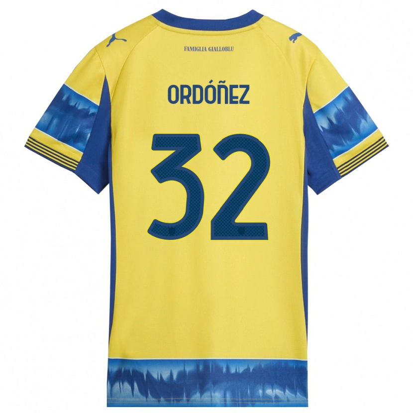 Danxen Kvinder Christian Ordóñez #32 Gul Blå Udebane Spillertrøjer 2025/26 Trøje T-Shirt