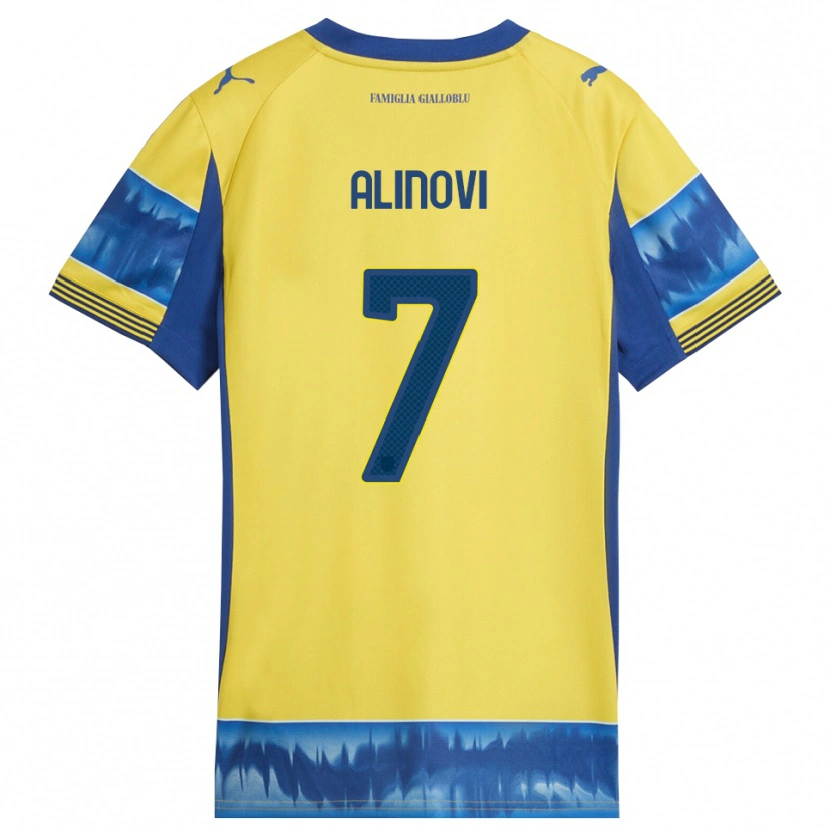 Danxen Kvinder Filippo Alinovi #7 Gul Blå Udebane Spillertrøjer 2025/26 Trøje T-Shirt