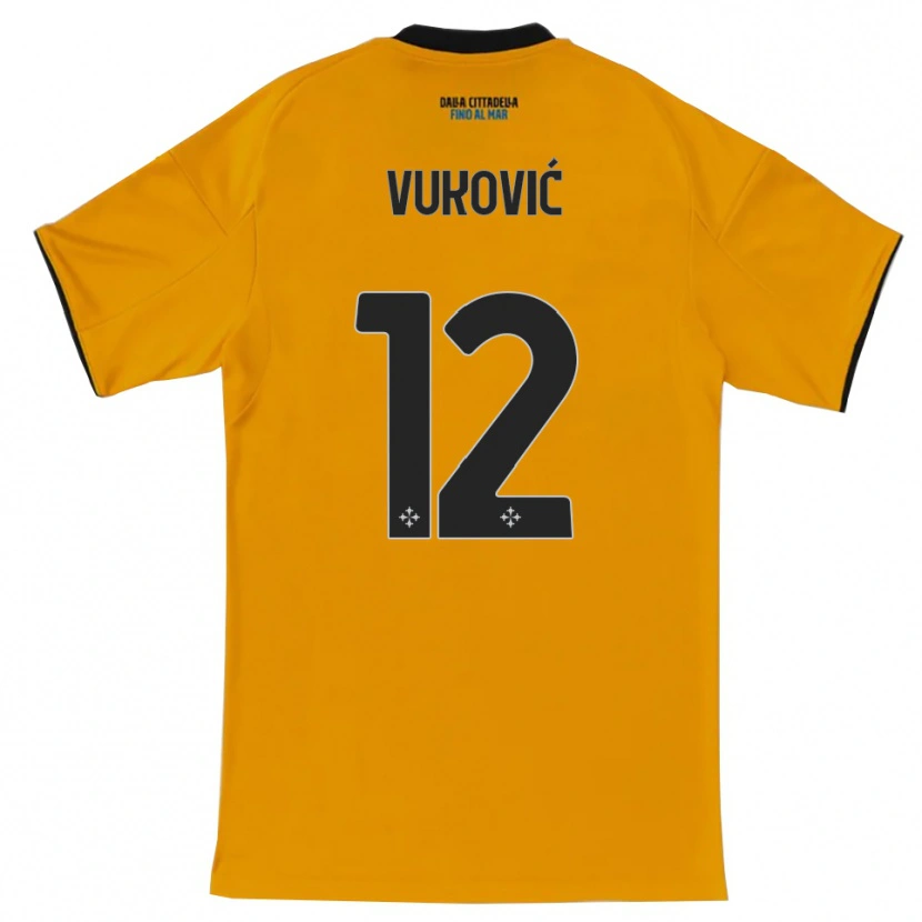 Danxen Kvinder Ante Vukovic #12 Orange Blå Udebane Spillertrøjer 2025/26 Trøje T-Shirt