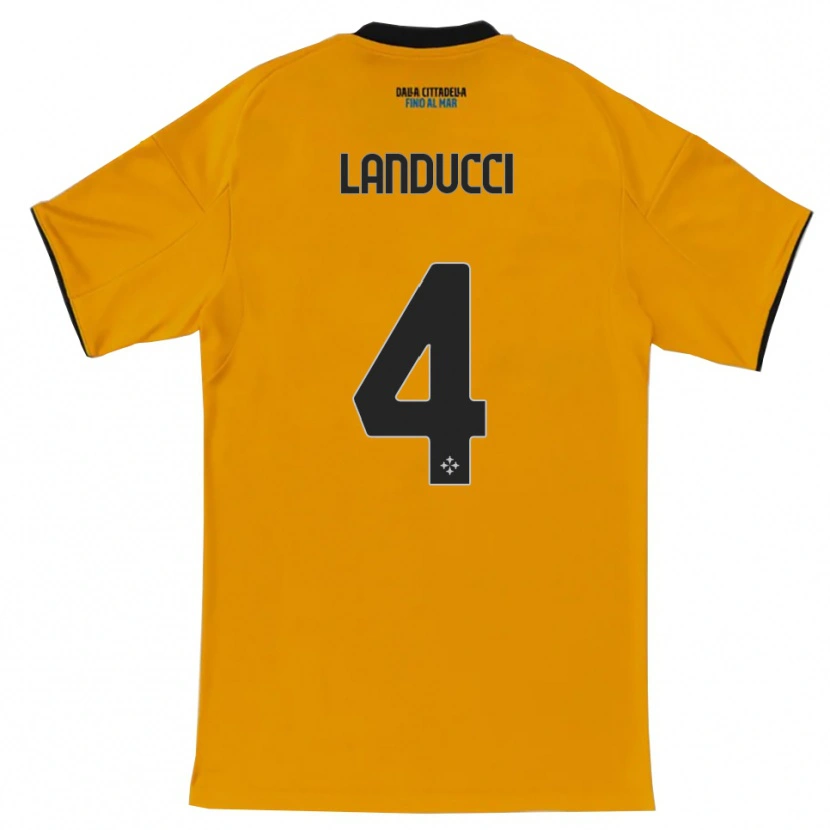Danxen Kvinder Umberto Landucci #4 Orange Blå Udebane Spillertrøjer 2025/26 Trøje T-Shirt