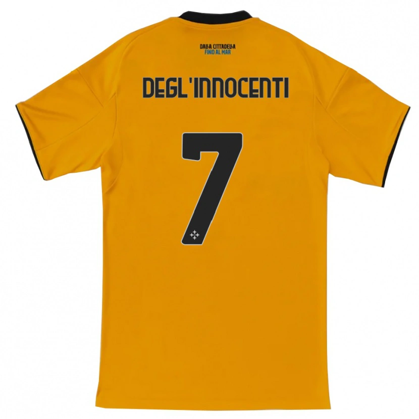 Danxen Kvinder Tommaso Degl'innocenti #7 Orange Blå Udebane Spillertrøjer 2025/26 Trøje T-Shirt
