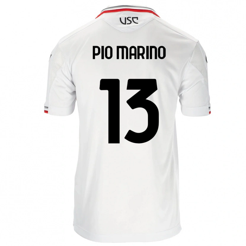 Danxen Kvinder Lorenzo Pio Marino #13 Hvid Rød Udebane Spillertrøjer 2025/26 Trøje T-Shirt