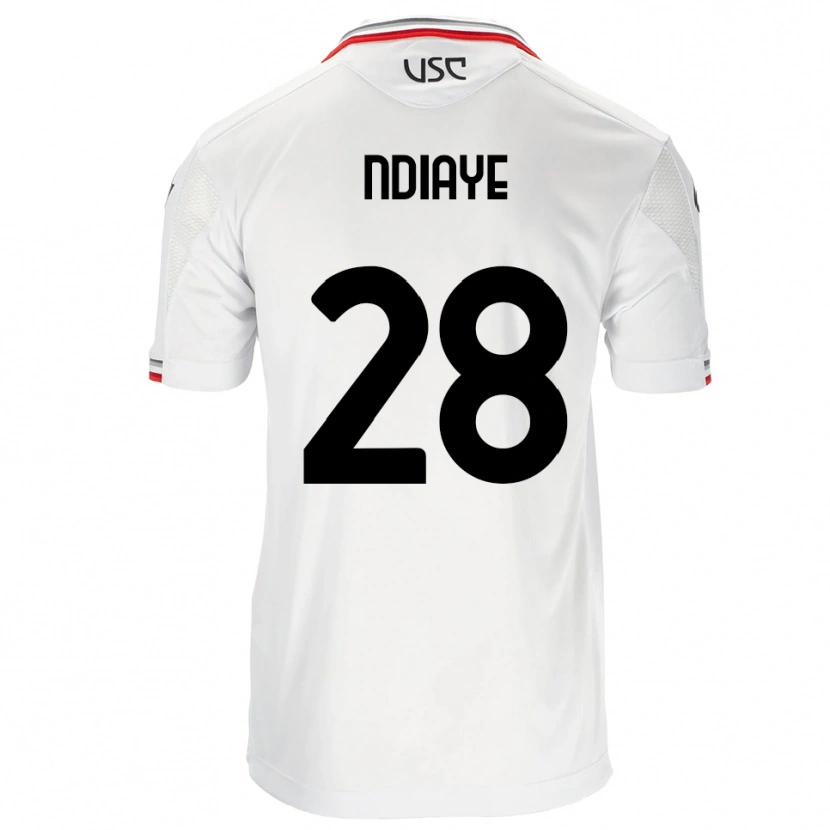 Danxen Kvinder Maissa Ndiaye #28 Hvid Rød Udebane Spillertrøjer 2025/26 Trøje T-Shirt